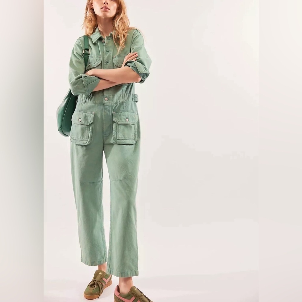Free People Green Utility Jumpsuit